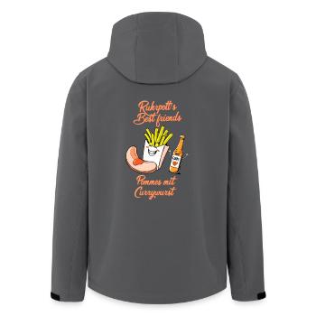 Ruhrpott Spaß Pommes mit Currywurst lustiges Motiv - Recycelte Männer Softshell-Jacke von Stanley/Stella - Anthrazit - Hinten - AI Model Male 185 light (185cm)