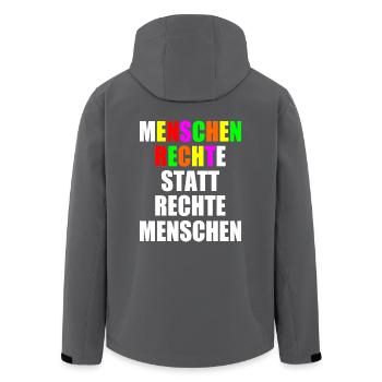 menschenrechte statt rechte menschen - Recycelte Männer Softshell-Jacke von Stanley/Stella - Anthrazit - Hinten - AI Model Male 185 light (185cm)