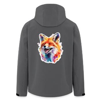 Bunter Fuchs in Aquarell - Recycelte Männer Softshell-Jacke von Stanley/Stella - Anthrazit - Hinten - AI Model Male 185 light (185cm)