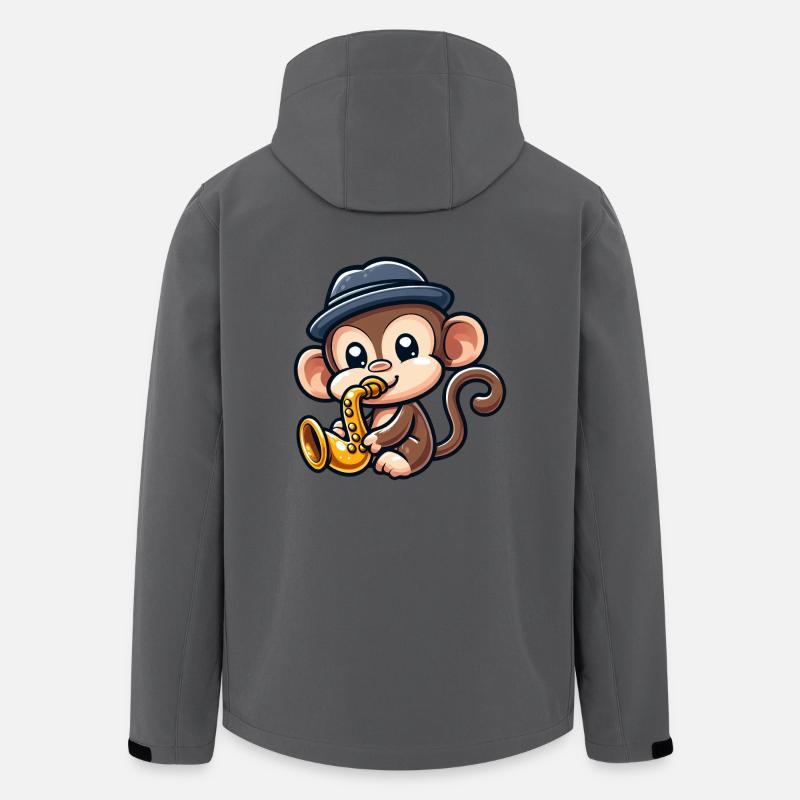 Schimpanse mit Saxophon - Recycelte Männer Softshell-Jacke von Stanley/Stella - Anthrazit