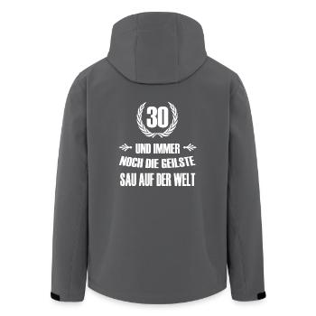 30 Geburtstag - Recycelte Männer Softshell-Jacke von Stanley/Stella - Anthrazit - Hinten - AI Model Male 185 light (185cm)