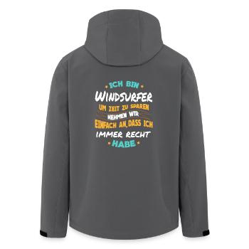 Windsurfen - Ich bin Windsurfer - Recycelte Männer Softshell-Jacke von Stanley/Stella - Anthrazit - Hinten - AI Model Male 185 light (185cm)