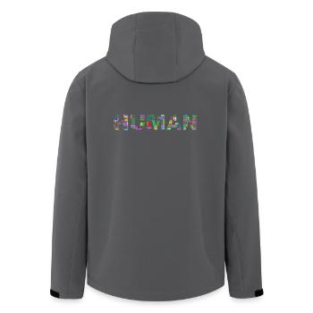 Mensch Human Race - Recycelte Männer Softshell-Jacke von Stanley/Stella - Anthrazit - Hinten - AI Model Male 185 light (185cm)