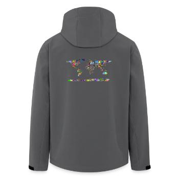 Abstrakte Weltkarte - Recycelte Männer Softshell-Jacke von Stanley/Stella - Anthrazit - Hinten - AI Model Male 185 light (185cm)