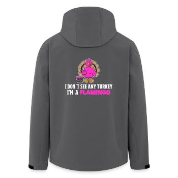 Thanksgiving Rosa Türkei versteckt sich als Flamingo Geschenk - Recycelte Männer Softshell-Jacke von Stanley/Stella - Anthrazit - Hinten - AI Model Male 185 light (185cm)