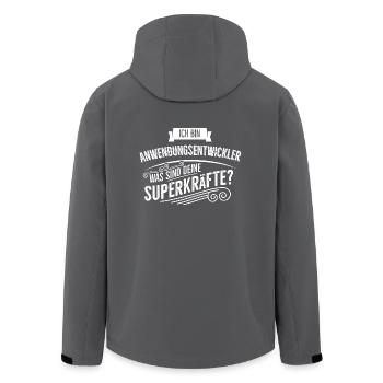 Anwendungsentwickler - Recycelte Männer Softshell-Jacke von Stanley/Stella - Anthrazit - Hinten - AI Model Male 185 light (185cm)
