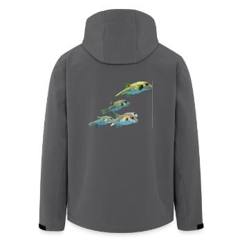 blowfish kugelfisch fischer fish animal tiere - Recycelte Männer Softshell-Jacke von Stanley/Stella - Anthrazit - Hinten - AI Model Male 185 light (185cm)