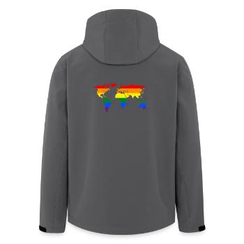 Regenbogen-Weltkarte - Recycelte Männer Softshell-Jacke von Stanley/Stella - Anthrazit - Hinten - AI Model Male 185 light (185cm)
