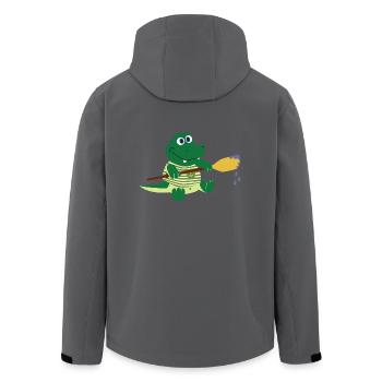 Krokodil mit Paddel - Recycelte Männer Softshell-Jacke von Stanley/Stella - Anthrazit - Hinten - AI Model Male 185 light (185cm)