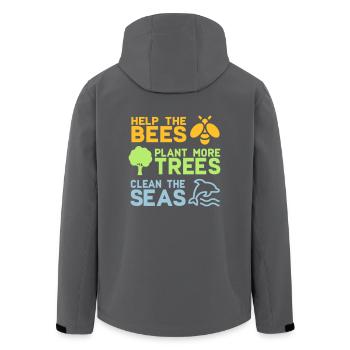 Help the Bees Plant More Trees | Wald Bäume Natur - Recycelte Männer Softshell-Jacke von Stanley/Stella - Anthrazit - Hinten - AI Model Male 185 light (185cm)