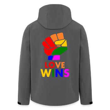 Love wins - Recycelte Männer Softshell-Jacke von Stanley/Stella - Anthrazit - Hinten - AI Model Male 185 light (185cm)