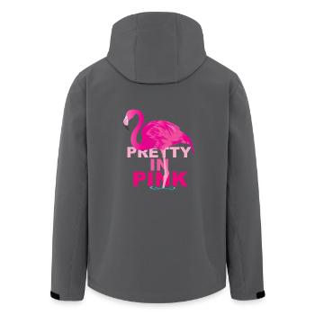Pretty in Pin Comic Flamingo Rosa Trend Geschenk - Recycelte Männer Softshell-Jacke von Stanley/Stella - Anthrazit - Hinten - AI Model Male 185 light (185cm)