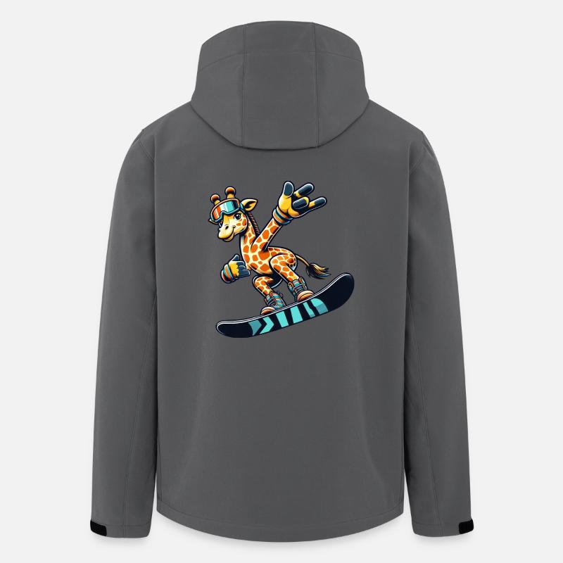Girafe cool sur le snowboard - Veste softshell homme en polyester recyclé Stanley/Stella - charbon
