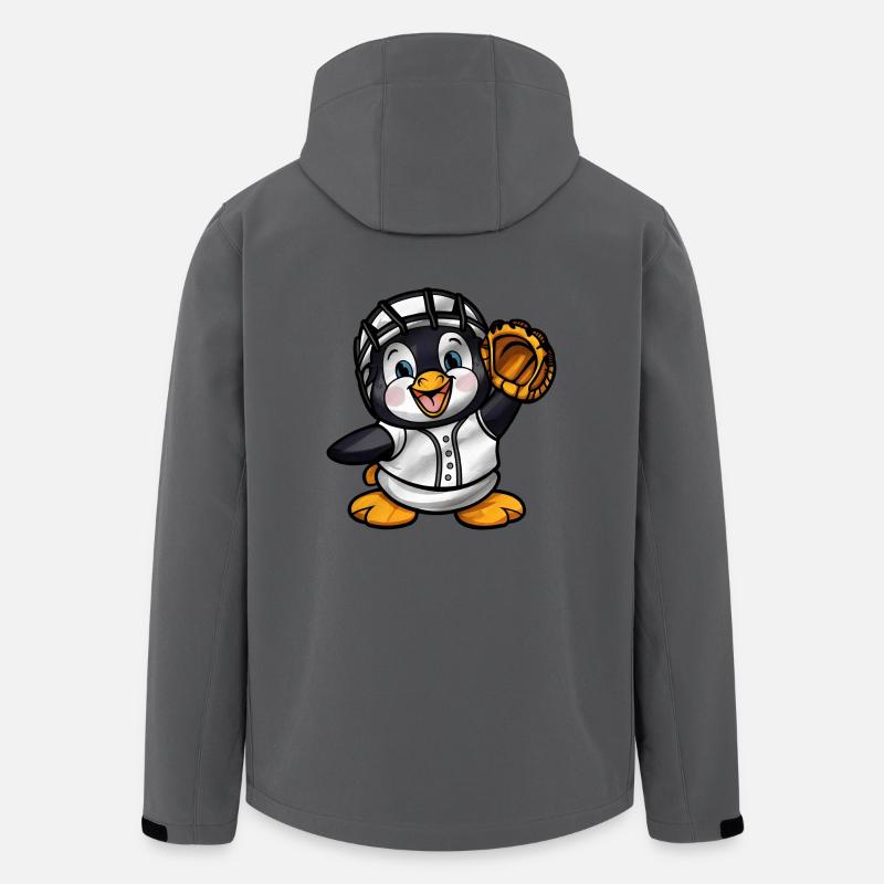Pinguin Baseballspieler Cartoon - Recycelte Männer Softshell-Jacke von Stanley/Stella - Anthrazit