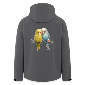Wellensittiche - Recycelte Männer Softshell-Jacke von Stanley/Stella - Anthrazit - Hinten - AI Model Male 185 light (185cm)