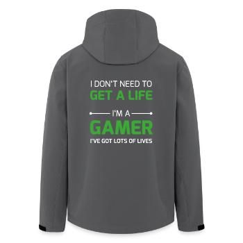 Gamer Life / Respawn Leben Nerd Geek Zocker Over - Recycelte Männer Softshell-Jacke von Stanley/Stella - Anthrazit - Hinten - AI Model Male 185 light (185cm)