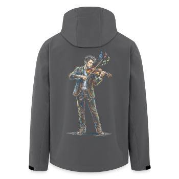 Männlicher Geiger spielt Geigenzeichnung Kunst - Recycelte Männer Softshell-Jacke von Stanley/Stella - Anthrazit - Hinten - AI Model Male 185 light (185cm)