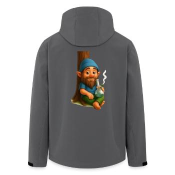Kiffender Zwerg an Baum lehnend mit Bong Cannabis - Recycelte Männer Softshell-Jacke von Stanley/Stella - Anthrazit - Hinten - AI Model Male 185 light (185cm)