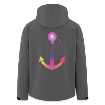Brave - Colorful Anchor - Recycelte Männer Softshell-Jacke von Stanley/Stella - Anthrazit - Hinten - AI Model Male 185 light (185cm)
