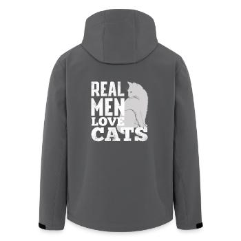 REAL MEN LOVE CATS - Recycelte Männer Softshell-Jacke von Stanley/Stella - Anthrazit - Hinten - AI Model Male 185 light (185cm)