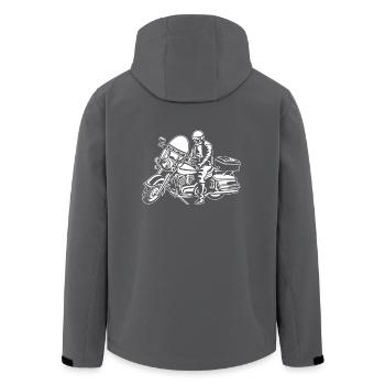 Chopper / Motorrad 05_weiß - Recycelte Männer Softshell-Jacke von Stanley/Stella - Anthrazit - Hinten - AI Model Male 185 light (185cm)