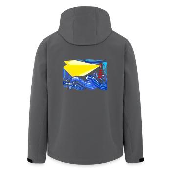 Meer im Sturm mit Leuchtturm - Recycelte Männer Softshell-Jacke von Stanley/Stella - Anthrazit - Hinten - AI Model Male 185 light (185cm)