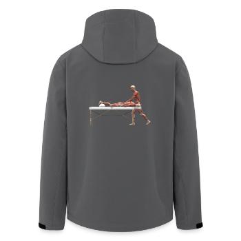 first aid massage erste hilfe therapy therapie7 - Recycelte Männer Softshell-Jacke von Stanley/Stella - Anthrazit - Hinten - AI Model Male 185 light (185cm)