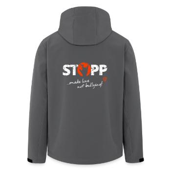 Stopp - weiß - Recycelte Männer Softshell-Jacke von Stanley/Stella - Anthrazit - Hinten - AI Model Male 185 light (185cm)