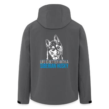 SIBERIAN HUSKY life is better - Recycelte Männer Softshell-Jacke von Stanley/Stella - Anthrazit - Hinten - AI Model Male 185 light (185cm)
