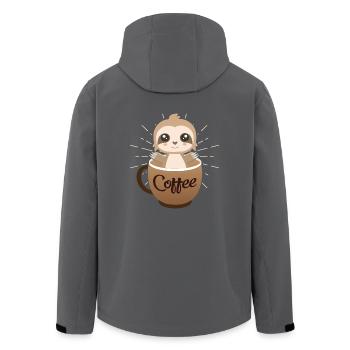Faultier Kaffee Design - Recycelte Männer Softshell-Jacke von Stanley/Stella - Anthrazit - Hinten - AI Model Male 185 light (185cm)