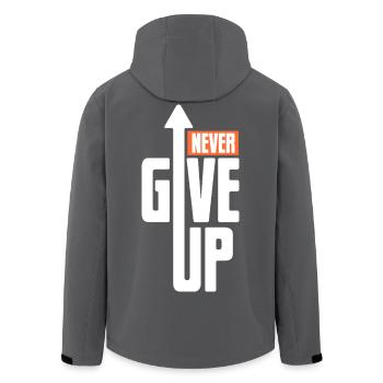 Never give up - Motivation Mut Kraft - Recycelte Männer Softshell-Jacke von Stanley/Stella - Anthrazit - Hinten - AI Model Male 185 light (185cm)