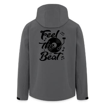 Feel the Beat Music Sprüche Platte Vinyl DJ Dance - Recycelte Männer Softshell-Jacke von Stanley/Stella - Anthrazit - Hinten - AI Model Male 185 light (185cm)