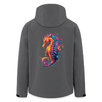 Buntes Seepferdchen - Recycelte Männer Softshell-Jacke von Stanley/Stella - Anthrazit - Hinten - AI Model Male 185 light (185cm)