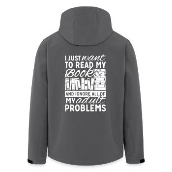 ICH WILL NUR MEINE BÜCHER LESEN - Recycelte Männer Softshell-Jacke von Stanley/Stella - Anthrazit - Hinten - AI Model Male 185 light (185cm)