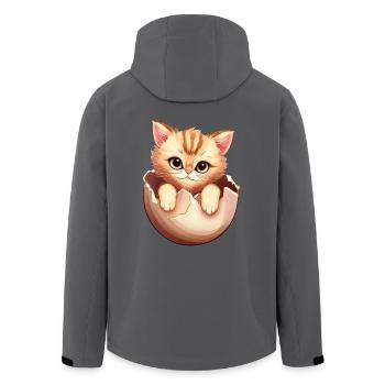 Katzenbaby Schlüpft aus Ei, Süßes Tierdesign - Recycelte Männer Softshell-Jacke von Stanley/Stella - Anthrazit - Hinten - AI Model Male 185 light (185cm)