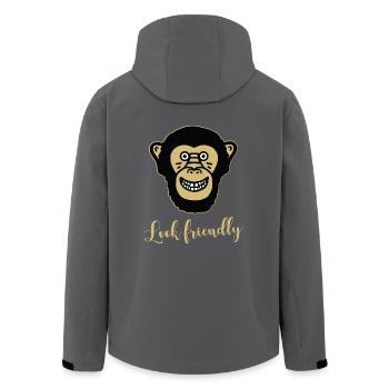 Affe Schimpanse - Look friendly - Recycelte Männer Softshell-Jacke von Stanley/Stella - Anthrazit - Hinten - AI Model Male 185 light (185cm)