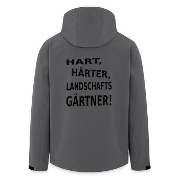 HART, HÄRTER, LANDSCHAFTSGÄRTNER - Recycelte Männer Softshell-Jacke von Stanley/Stella - Anthrazit - Hinten - AI Model Male 185 light (185cm)