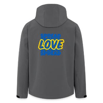 Spread Love Spruch in ukrainischen Landesfarben - Recycelte Männer Softshell-Jacke von Stanley/Stella - Anthrazit - Hinten - AI Model Male 185 light (185cm)