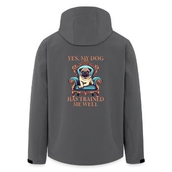 Hund Mops Thron König Mein Hund Hat mich gut train - Recycelte Männer Softshell-Jacke von Stanley/Stella - Anthrazit - Hinten - AI Model Male 185 light (185cm)