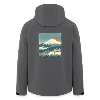Niseko Japan Vulkan Sonnenuntergang Winter - Recycelte Männer Softshell-Jacke von Stanley/Stella - Anthrazit - Hinten - AI Model Male 185 light (185cm)