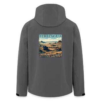 Texas Ghost Town Terlingua Desert Lost Grunge - Recycelte Männer Softshell-Jacke von Stanley/Stella - Anthrazit - Hinten - AI Model Male 185 light (185cm)