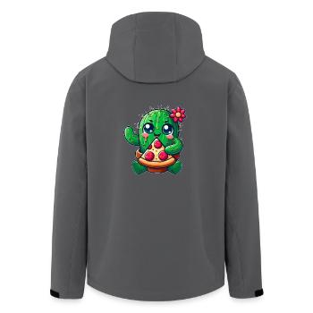 Lustiger Kaktus liebt Pizza niedlicher Comic - Recycelte Männer Softshell-Jacke von Stanley/Stella - Anthrazit - Hinten - AI Model Male 185 light (185cm)
