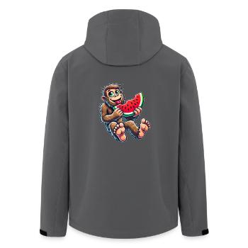 Süßer Bigfoot mit Wassermelone Fruchtig Cartoon So - Recycelte Männer Softshell-Jacke von Stanley/Stella - Anthrazit - Hinten - AI Model Male 185 light (185cm)