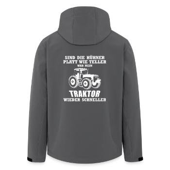 Sind die Hühner Platt wie Teller.. - Geschenk - Recycelte Männer Softshell-Jacke von Stanley/Stella - Anthrazit - Hinten - AI Model Male 185 light (185cm)