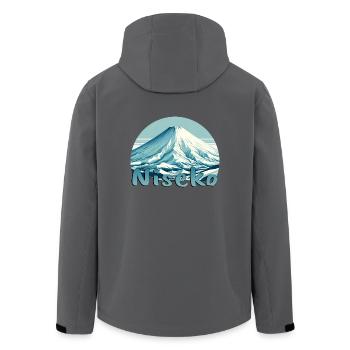Niseko Japan: Mount Yotei Winterlandschaft - Recycelte Männer Softshell-Jacke von Stanley/Stella - Anthrazit - Hinten - AI Model Male 185 light (185cm)