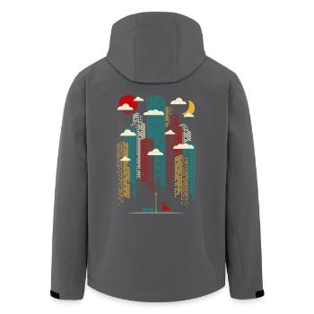 Abstract moderne - Urbanes, modernes, buntes Gebäude - Recycelte Männer Softshell-Jacke von Stanley/Stella - Anthrazit - Hinten - AI Model Male 185 light (185cm)