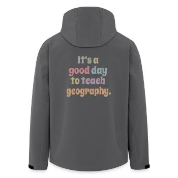 Es ist ein guter Tag, um Geographie Fun Geographer zu unterrichten - Recycelte Männer Softshell-Jacke von Stanley/Stella - Anthrazit - Hinten - AI Model Male 185 light (185cm)