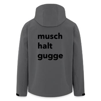 Musch halt gugge Spruch - Recycelte Männer Softshell-Jacke von Stanley/Stella - Anthrazit - Hinten - AI Model Male 185 light (185cm)