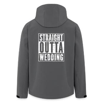 STRAIGHT OUTTA WEDDING lustiges Berlin Shirt - Recycelte Männer Softshell-Jacke von Stanley/Stella - Anthrazit - Hinten - AI Model Male 185 light (185cm)