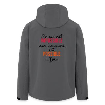 everything is possible to God - Men’s Recycled Softshell Jacket by Stanley/Stella - anthracite - Back - AI Model Male 185 light (185cm)